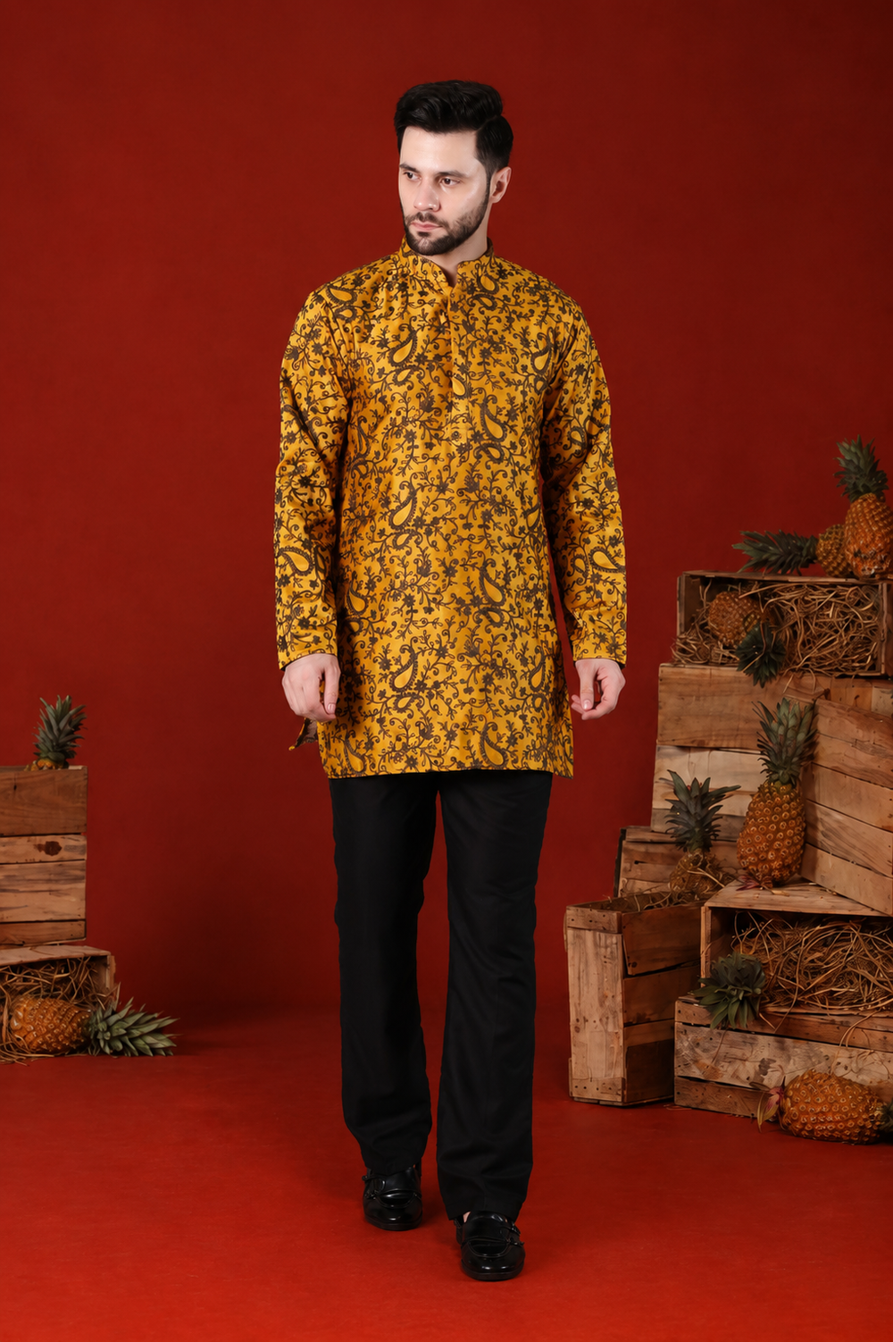 Hamir Mustard Embroidered Kurta Set