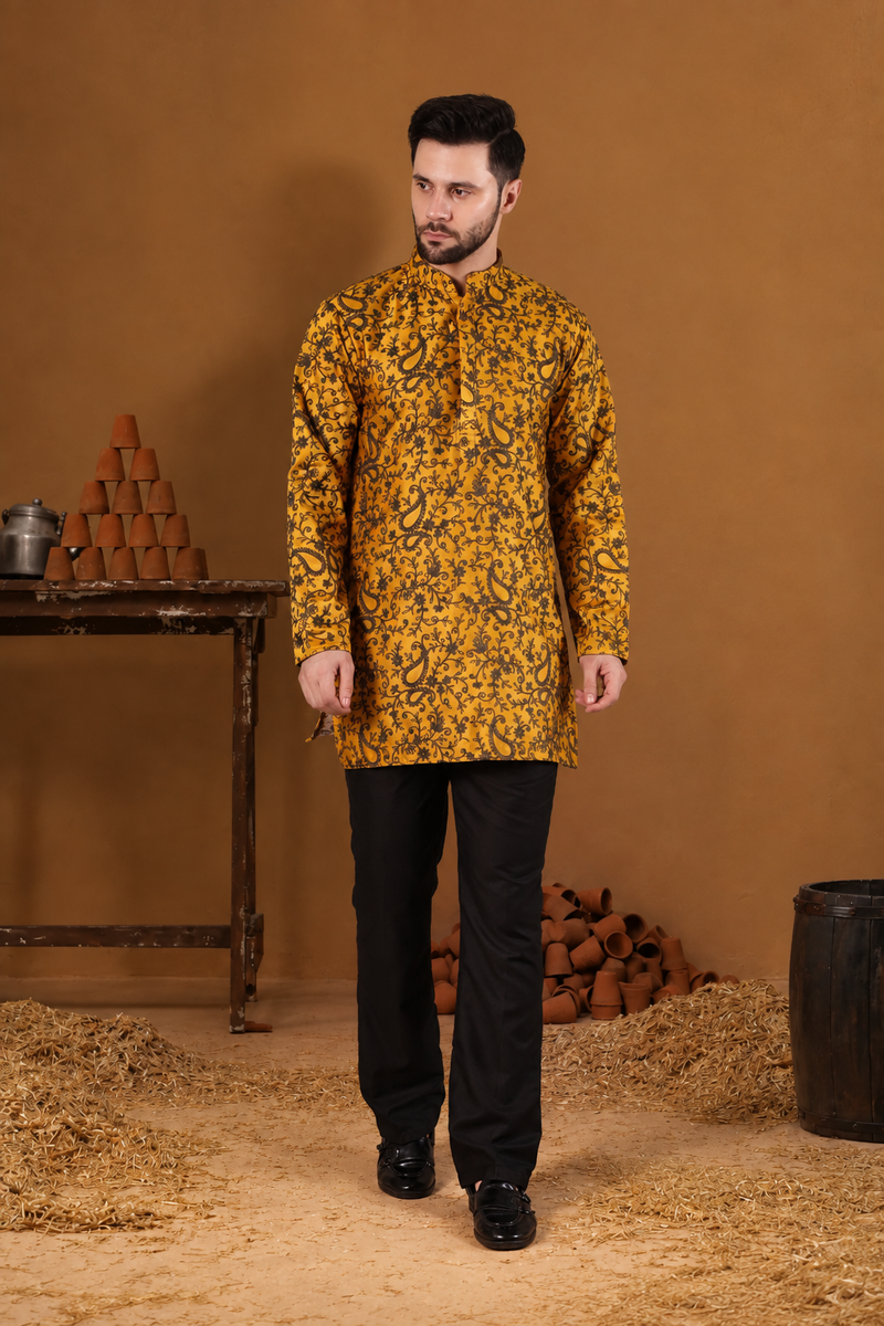 Hamir Mustard Embroidered Kurta Set