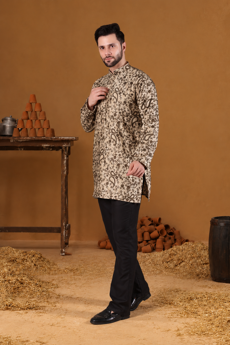Anant Beige Embroidered Kurta Set