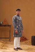 Fumair Zari Grey Kurta Set