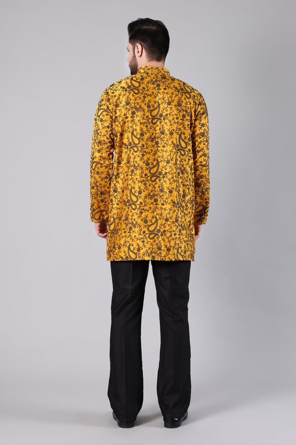 Mustard Paisley Embroidered Kurta