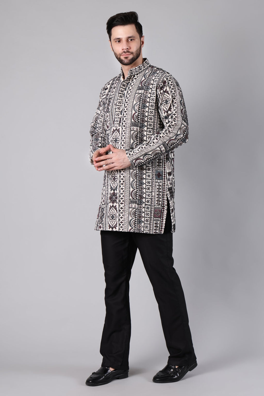 Ivory Aztec Embroidered Kurta