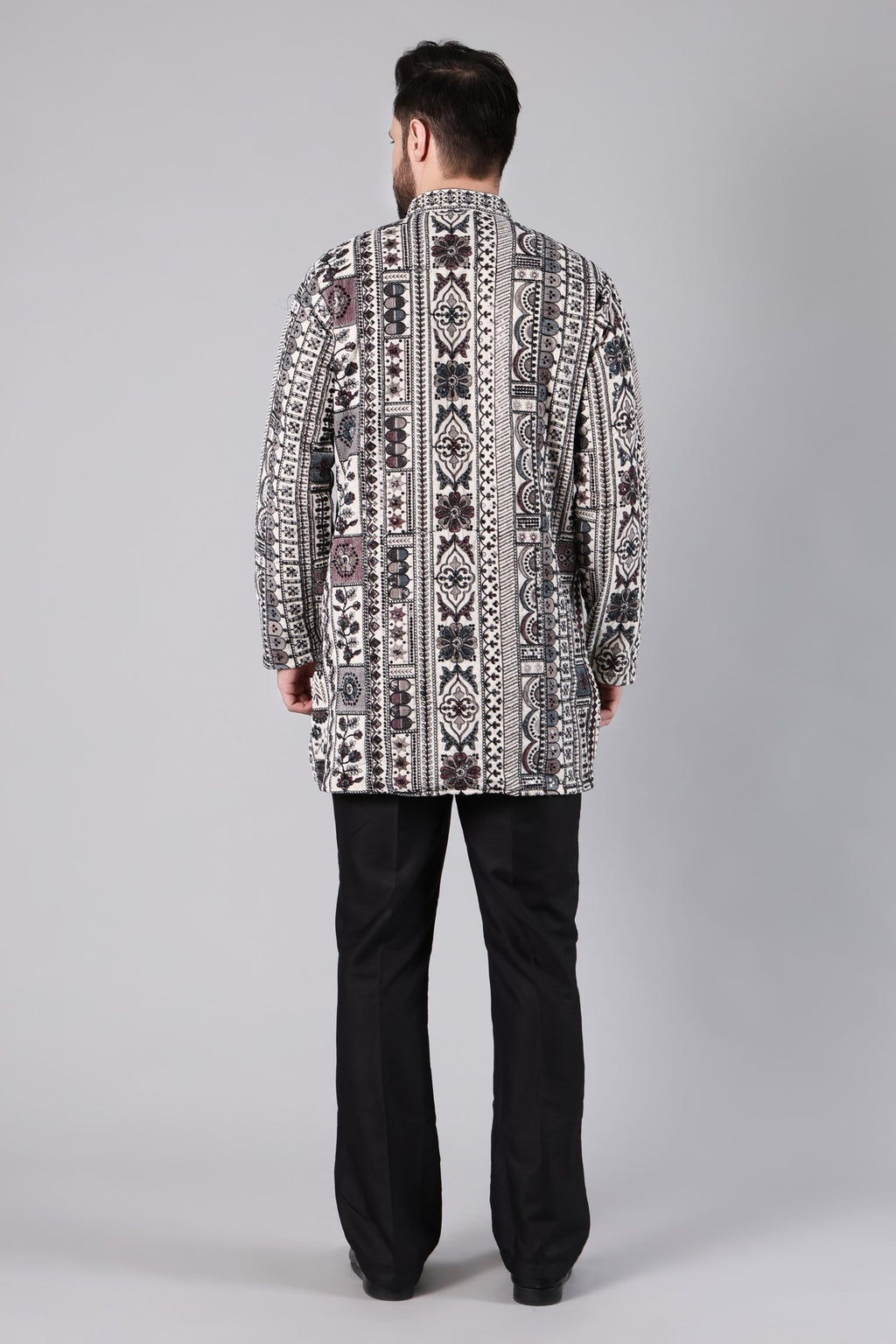 Ivory Aztec Embroidered Kurta