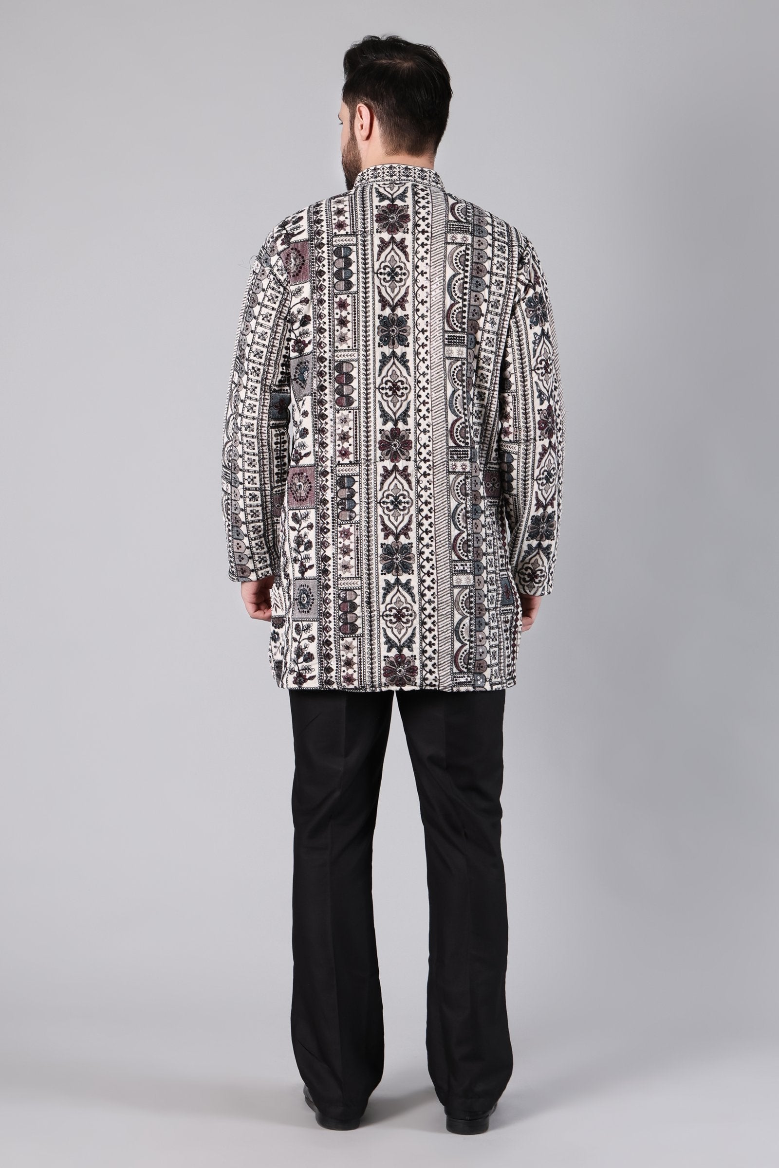 Ivory Aztec Embroidered Kurta