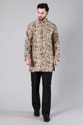 Beige Paisley Embroidered Kurta - front